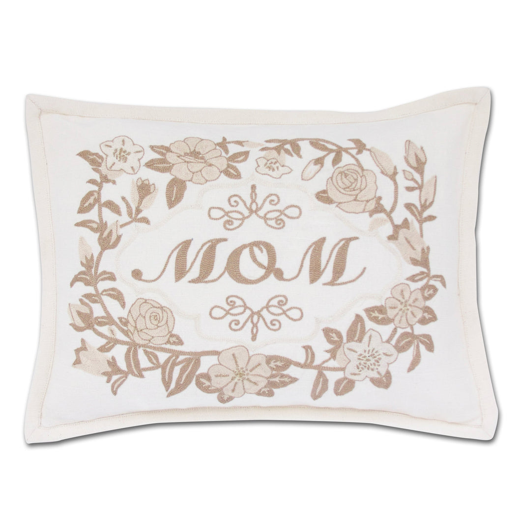 Mom Love Letters Hand-Embroidered Pillow - Available in Rose and Natural Pillow catstudio Natural 