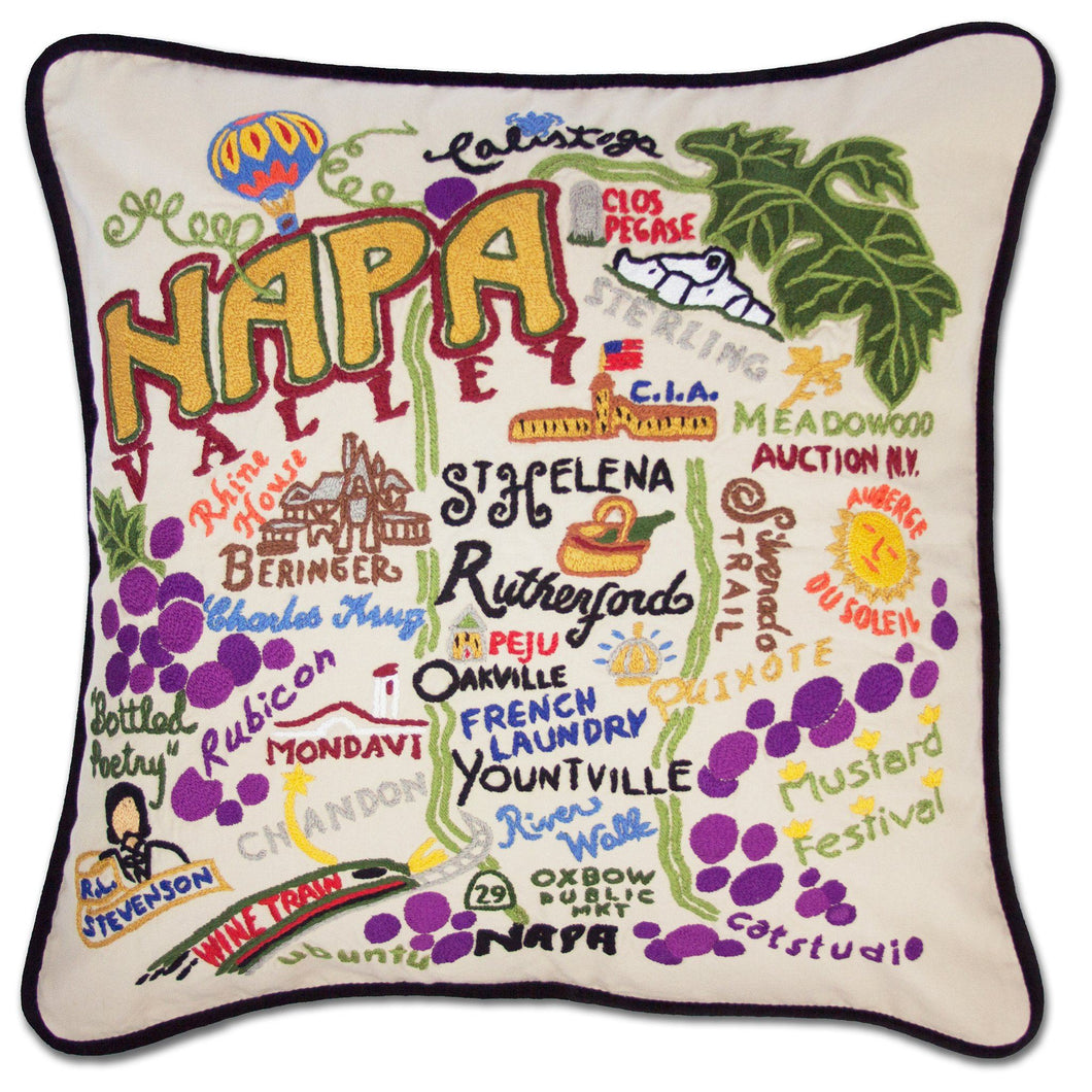 Napa Valley Hand-Embroidered Pillow - catstudio