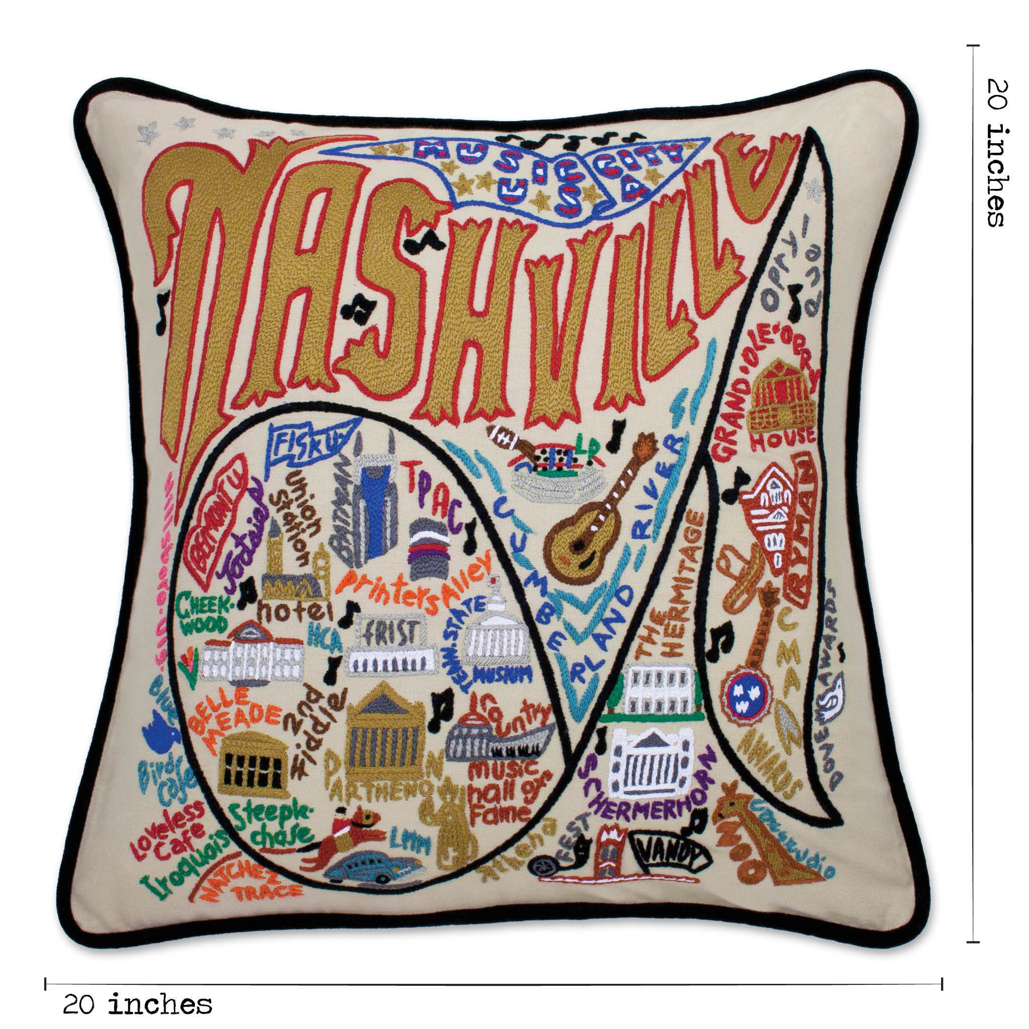 Nashville Hand-Embroidered Pillow | Tennessee Collection by