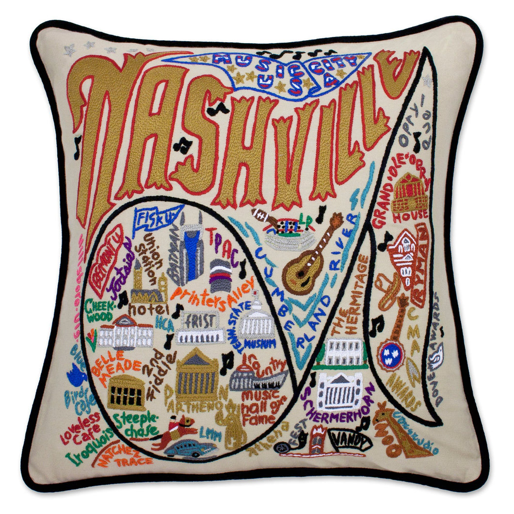 Nashville Hand-Embroidered Pillow - catstudio