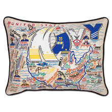 Load image into Gallery viewer, Navy Embroidered Pillow - catstudio
