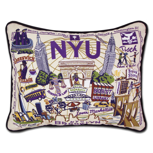 New York University (NYU) Collegiate Embroidered Pillow - catstudio