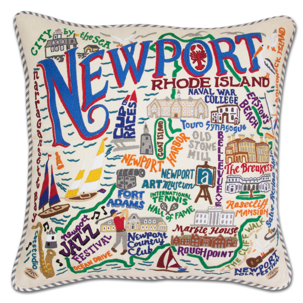 Newport Hand-Embroidered Pillow - catstudio