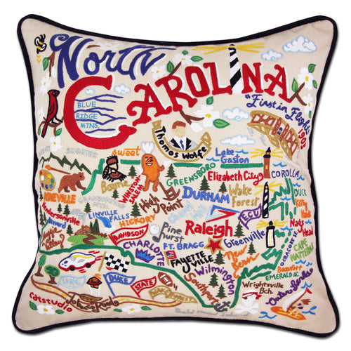 North Carolina Hand-Embroidered Pillow - catstudio