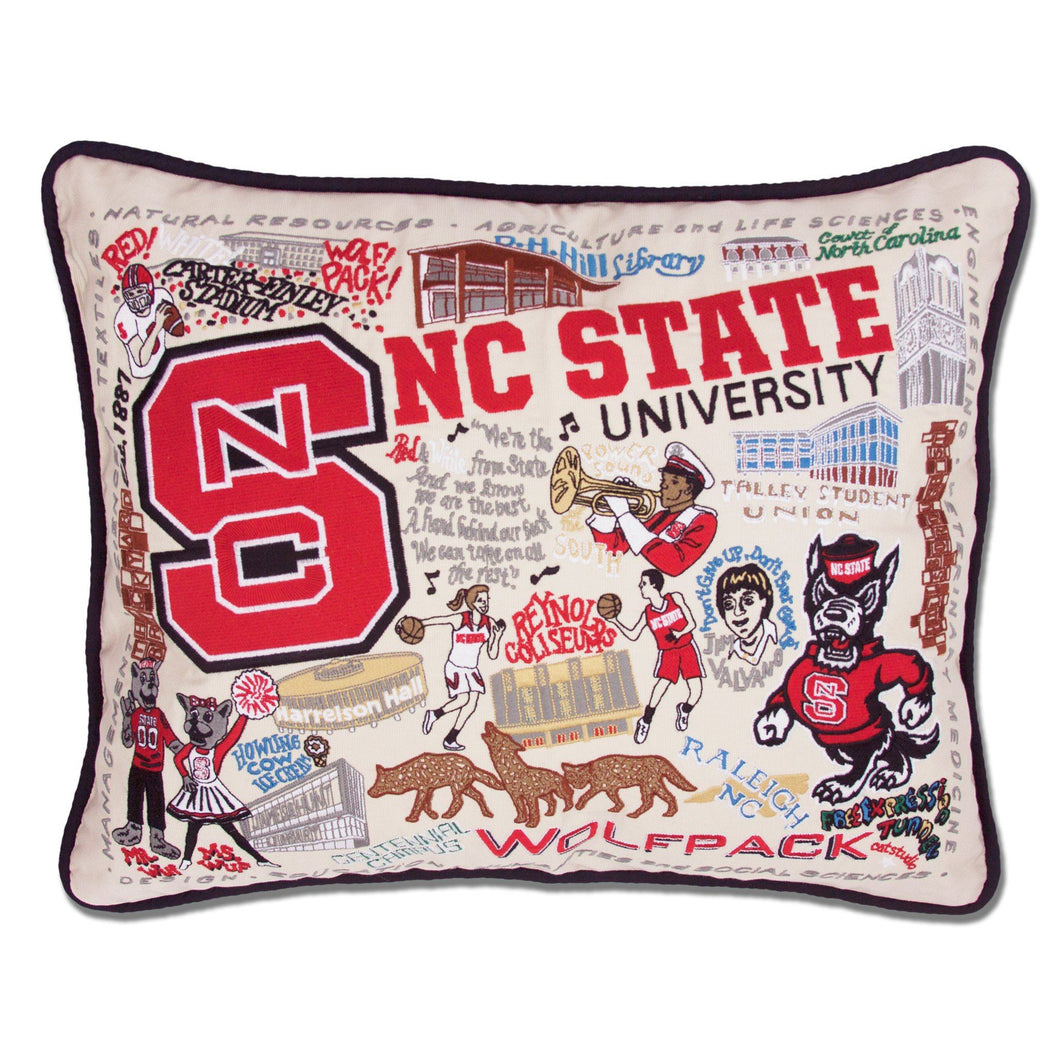 North Carolina State University Collegiate Embroidered Pillow - catstudio