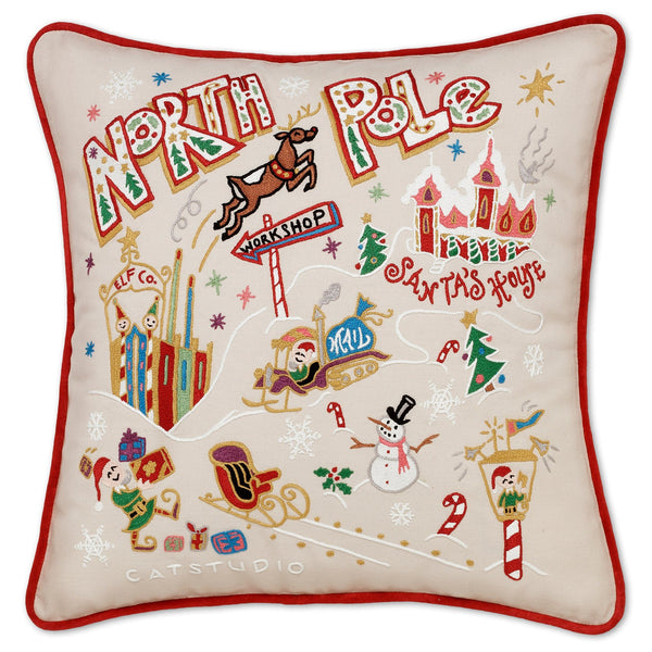 Primitives By Kathy North Pole Holiday Throw Pillow - 20-Inch Decorative Festive Pillow