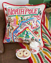 Load image into Gallery viewer, North Pole City Hand-Embroidered Pillow - catstudio
