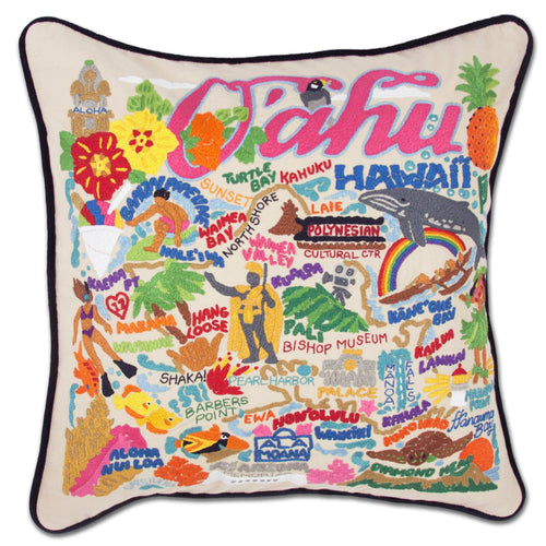 Oahu Hand-Embroidered Pillow - catstudio