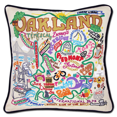 Oakland Hand-Embroidered Pillow - catstudio