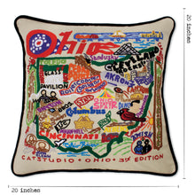 Load image into Gallery viewer, Ohio Hand-Embroidered Pillow - catstudio
