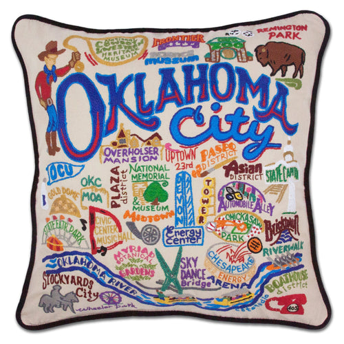 Oklahoma City Hand-Embroidered Pillow - catstudio
