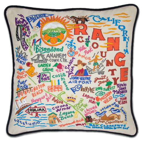 Orange County Hand-Embroidered Pillow - catstudio