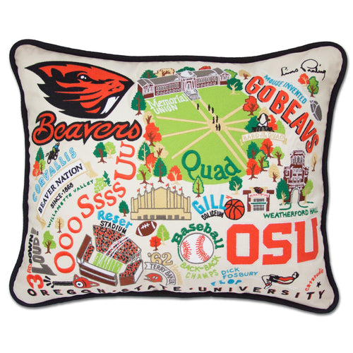 Oregon State University Collegiate Embroidered Pillow - catstudio