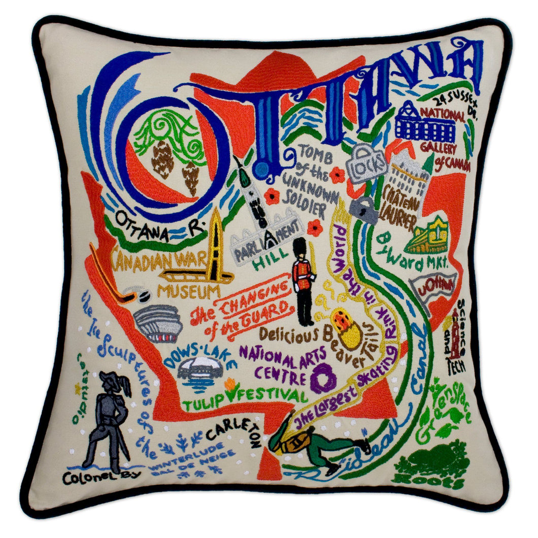 Ottawa Hand-Embroidered Pillow - catstudio