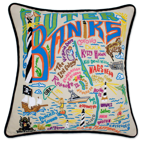 Outer Banks Hand-Embroidered Pillow - catstudio