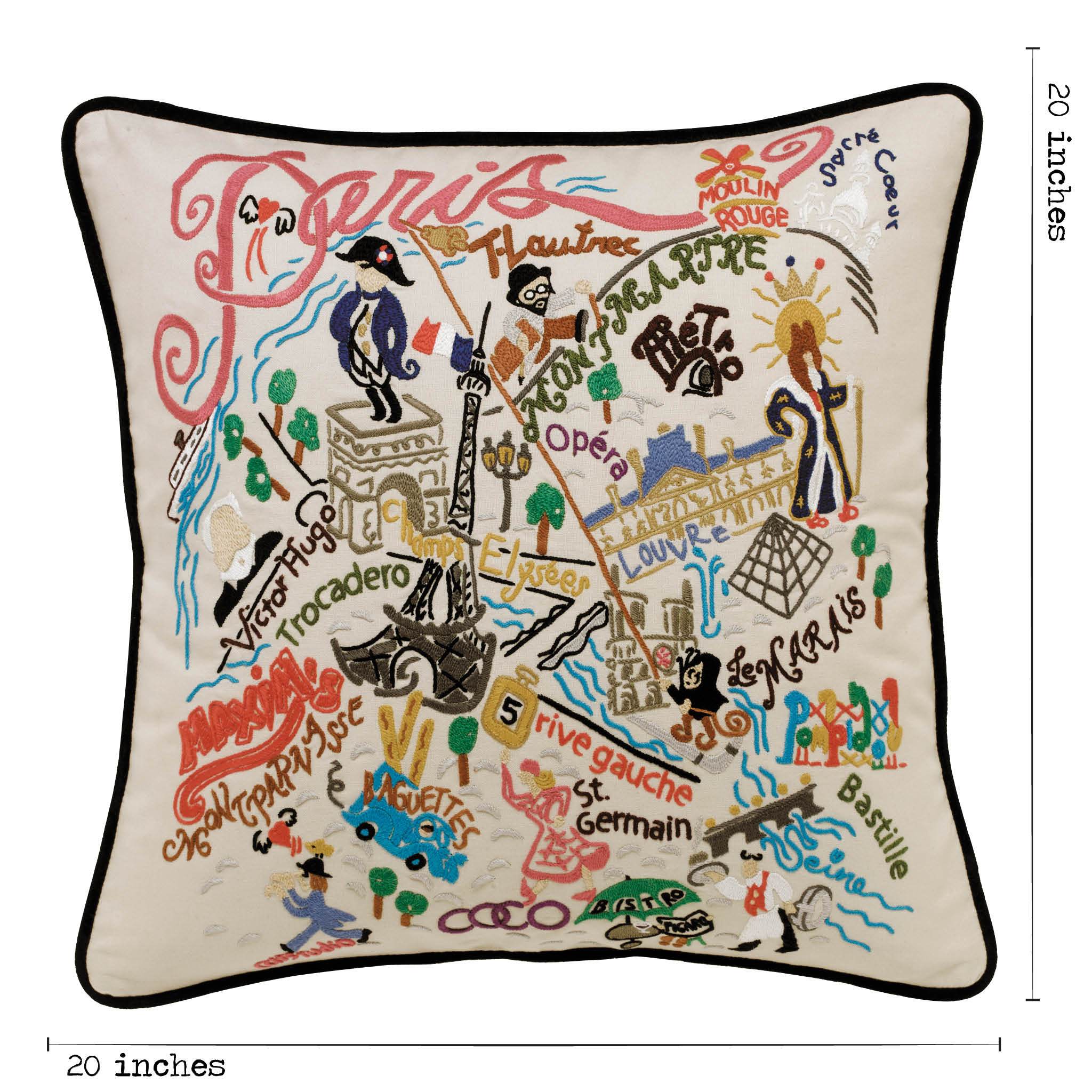 Paris Hand-Embroidered Pillow | International Collection by