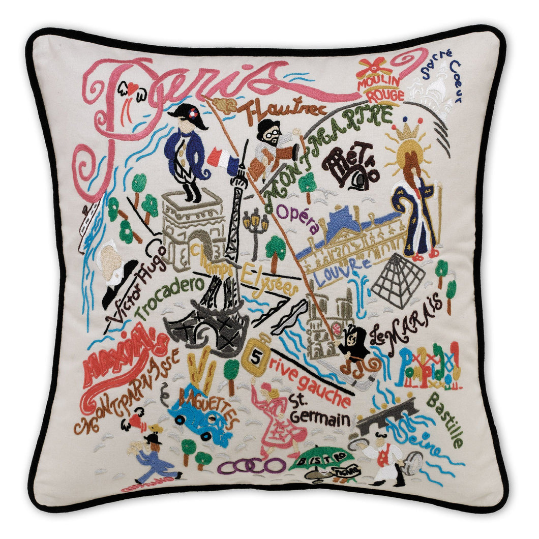Paris Hand-Embroidered Pillow - catstudio