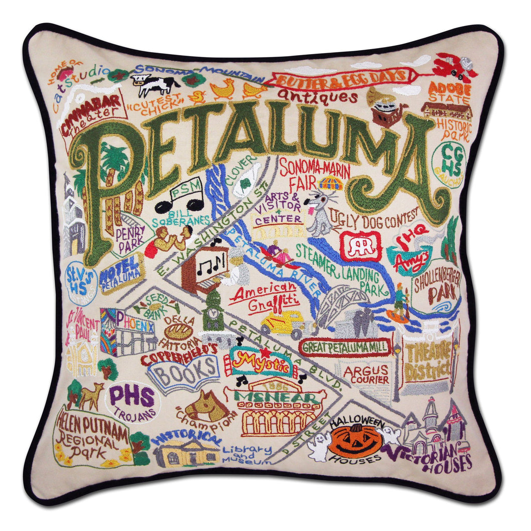 Petaluma Hand-Embroidered Pillow - catstudio