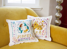Load image into Gallery viewer, Pisces Astrology Hand-Embroidered Pillow - catstudio
