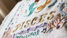Load image into Gallery viewer, Pisces Astrology Hand-Embroidered Pillow - catstudio
