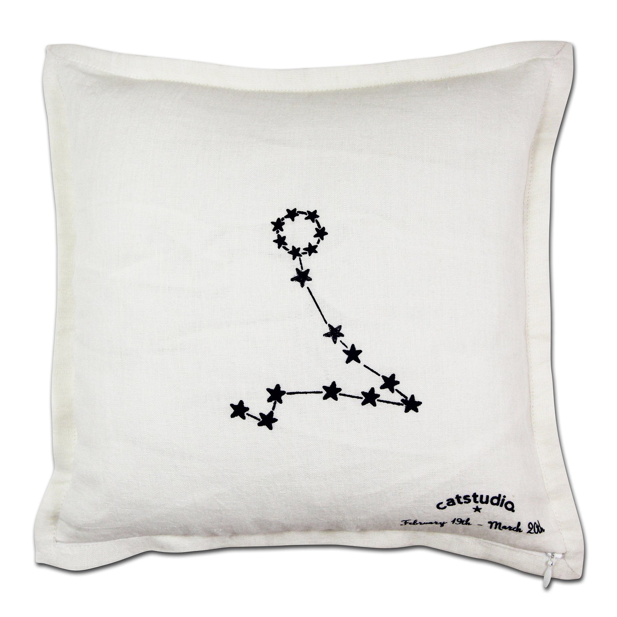 Pisces Hand-Embroidered Pillow | Astrology Collection by catstudio ...
