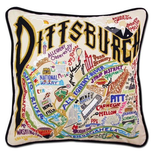Pittsburgh Hand-Embroidered Pillow - catstudio