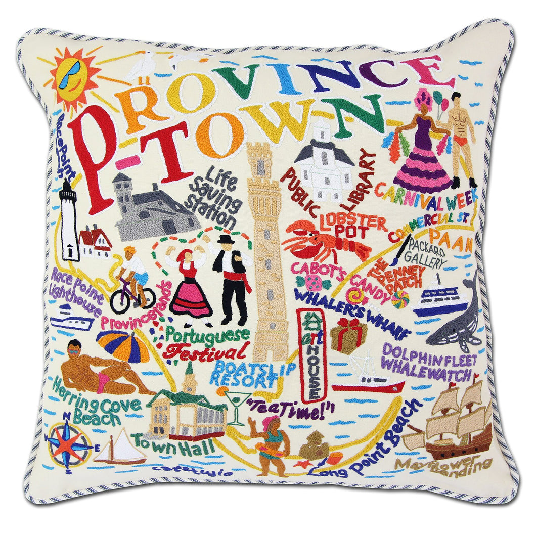 Provincetown Hand-Embroidered Pillow - catstudio