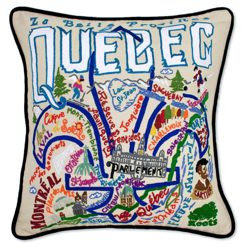 Quebec Hand-Embroidered Pillow - catstudio