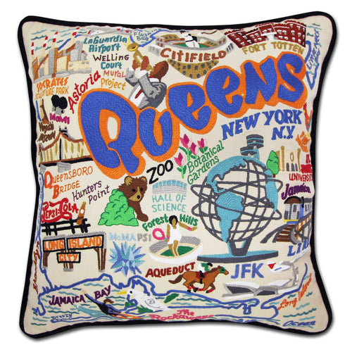 Queens Hand-Embroidered Pillow - catstudio