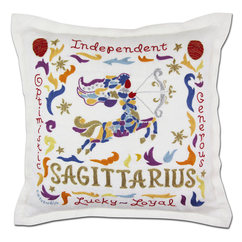 Sagittarius Astrology Hand-Embroidered Pillow - catstudio