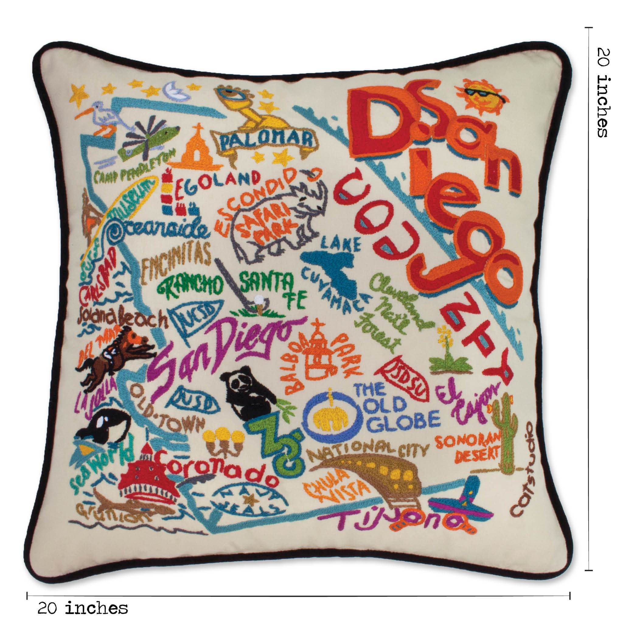 San Diego Hand-Embroidered Pillow | California Collection by