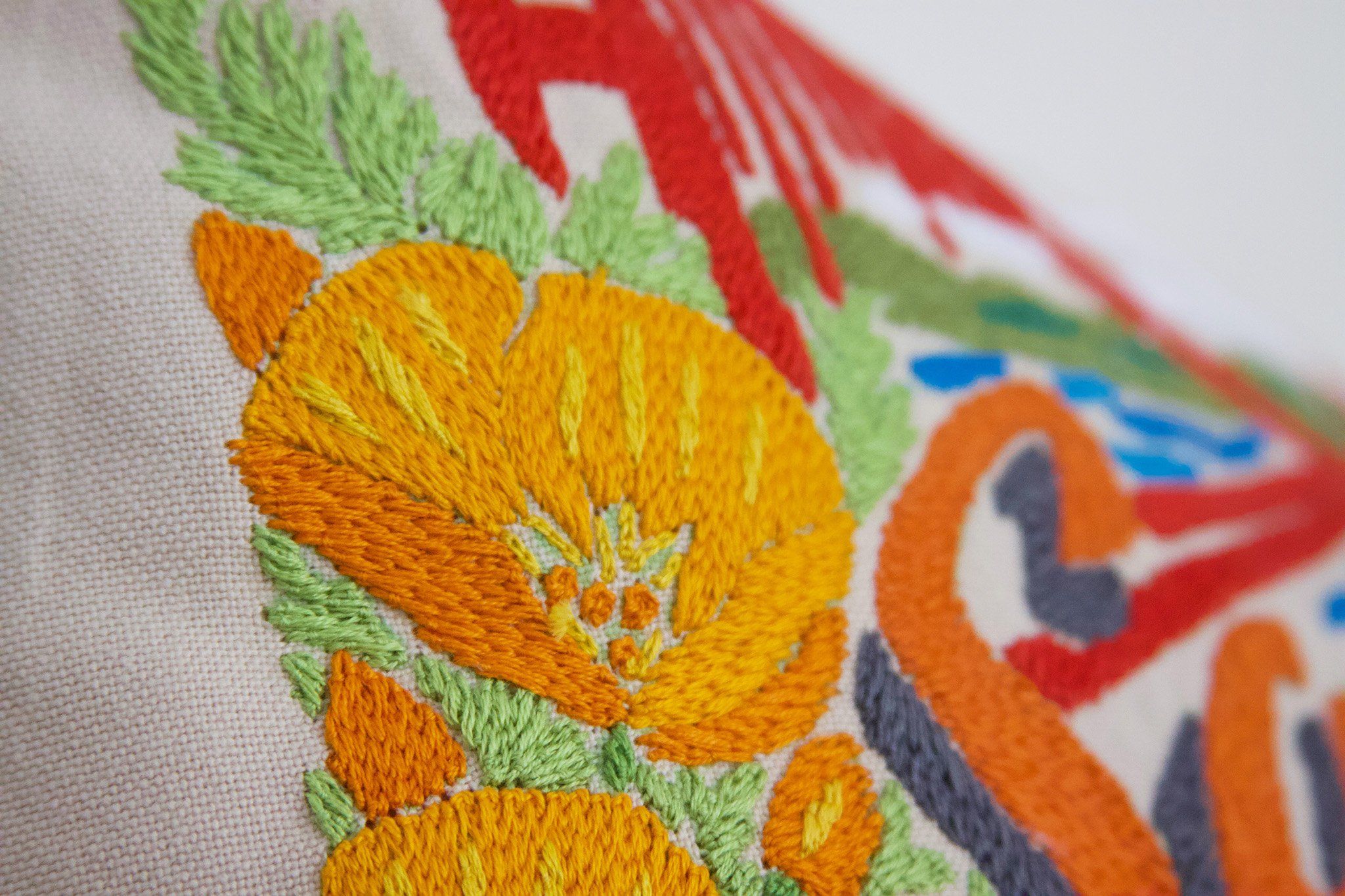 美品 catstudio サンフランシスコ 刺繍 クッション San Francisco City Hand-Embroidered Pillow | California Collection