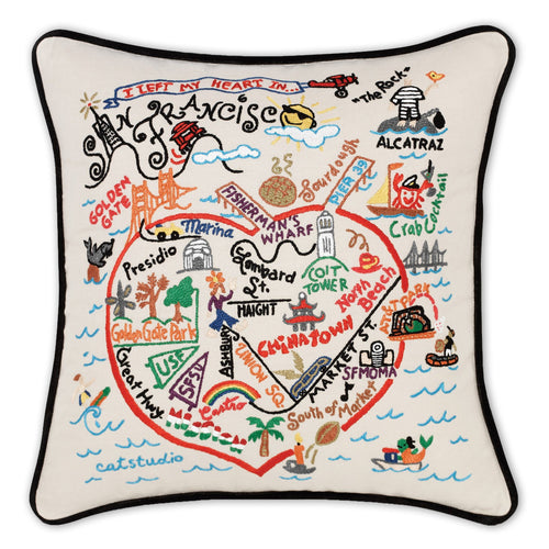 San Francisco Hand-Embroidered Pillow - catstudio
