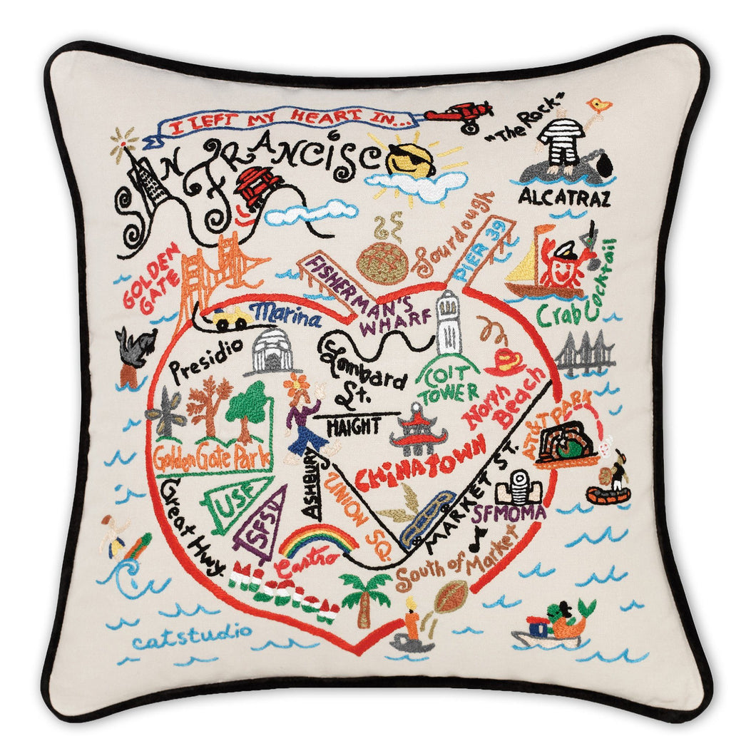 San Francisco Hand-Embroidered Pillow - catstudio