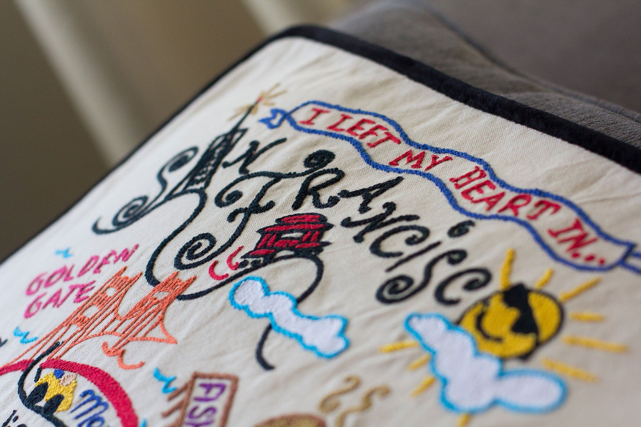 San Francisco Hand-Embroidered Pillow | California Collection by