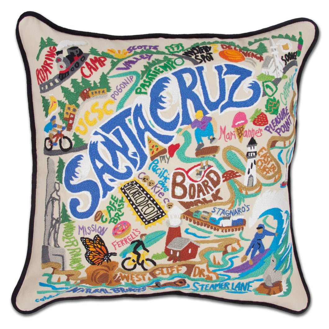 Santa Cruz Hand-Embroidered Pillow - catstudio