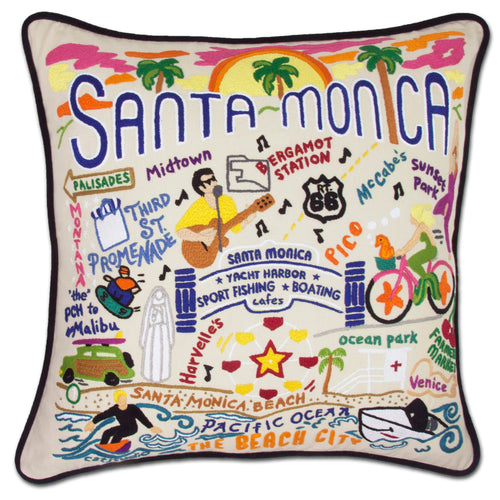 Santa Monica Hand-Embroidered Pillow - catstudio