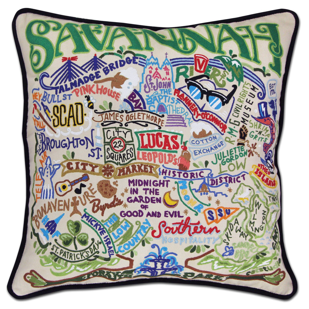 Savannah Hand-Embroidered Pillow - catstudio