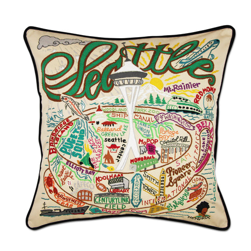 Seattle Hand-Embroidered Pillow Pillow catstudio 