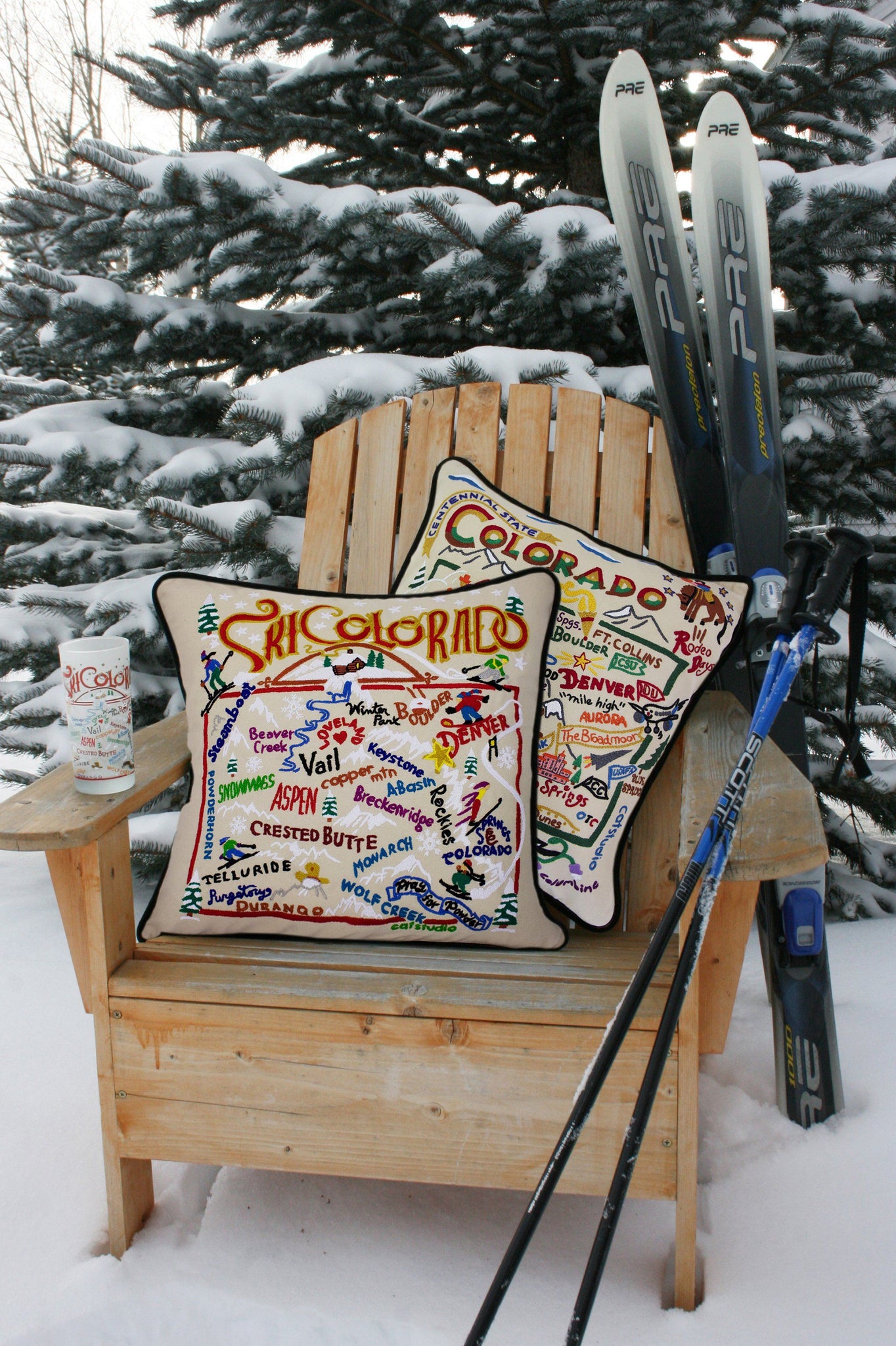 Ski Colorado Hand-Embroidered Pillow | Ski Collection by catstudio