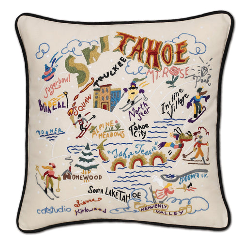 Ski Tahoe Hand-Embroidered Pillow - catstudio