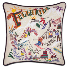 Load image into Gallery viewer, Ski Telluride Hand-Embroidered Pillow - catstudio
