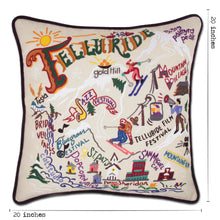 Load image into Gallery viewer, Ski Telluride Hand-Embroidered Pillow - catstudio

