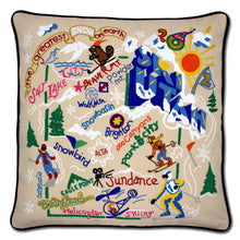 Load image into Gallery viewer, Ski Utah Hand-Embroidered Pillow Pillow catstudio 

