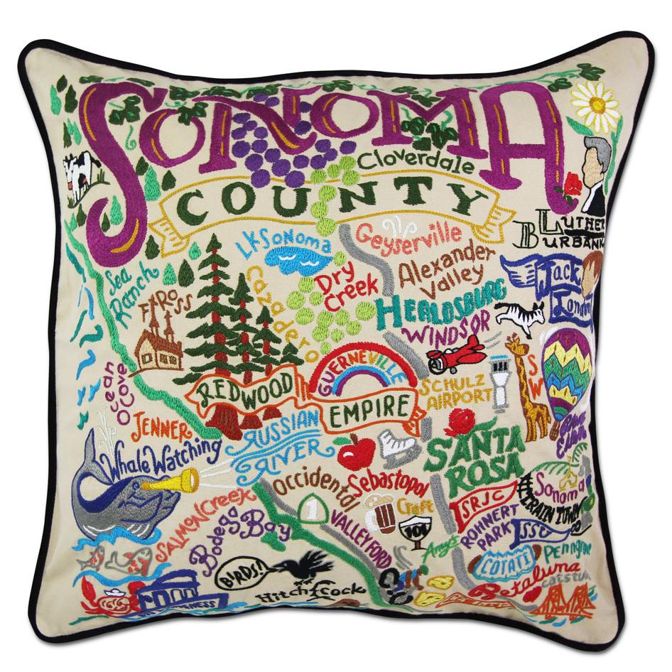 Sonoma County Hand-Embroidered Pillow Pillow catstudio