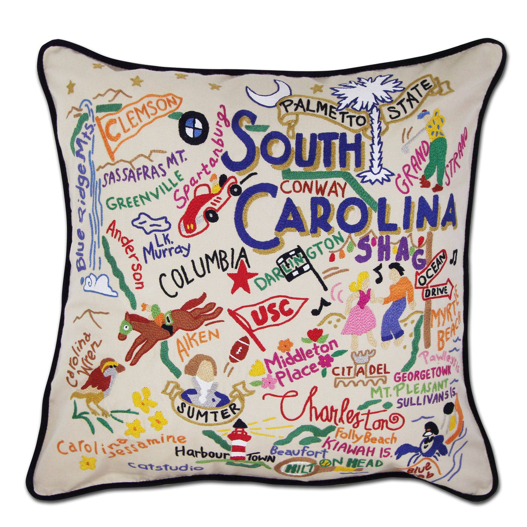 South Carolina Hand-Embroidered Pillow Pillow catstudio