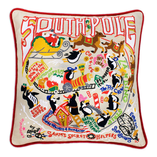 South Pole Hand-Embroidered Pillow - catstudio