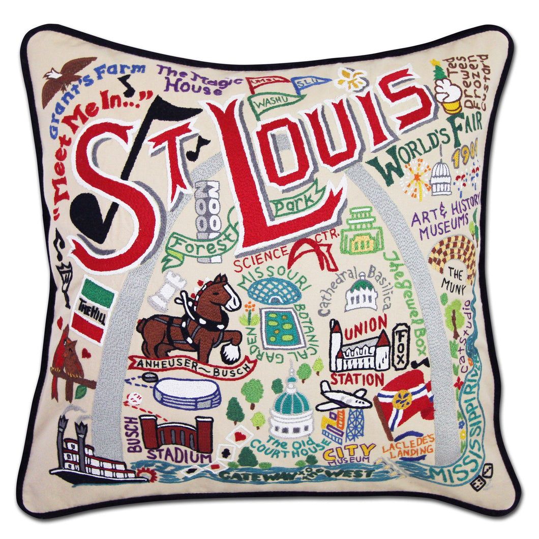 St. Louis Hand-Embroidered Pillow - catstudio
