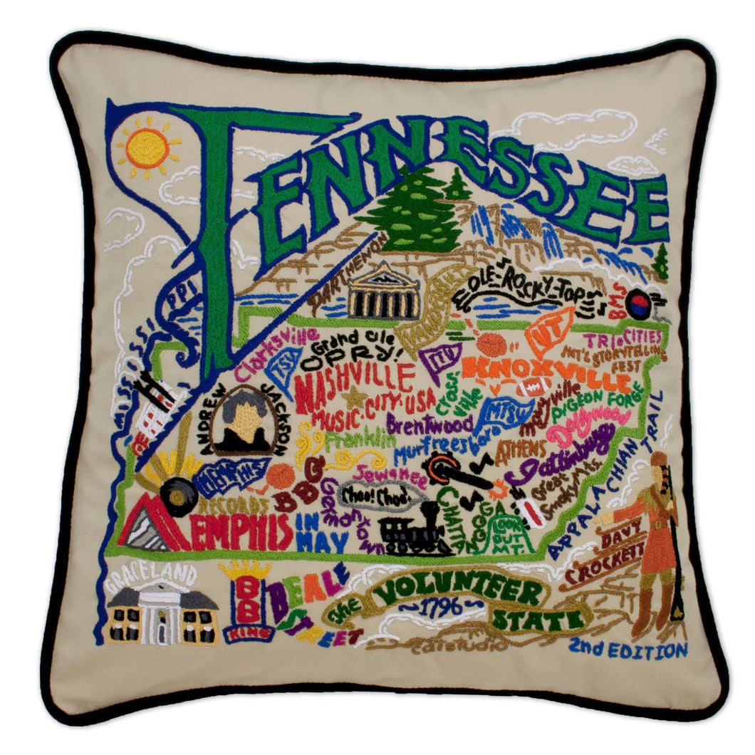 Tennessee Hand-Embroidered Pillow - catstudio
