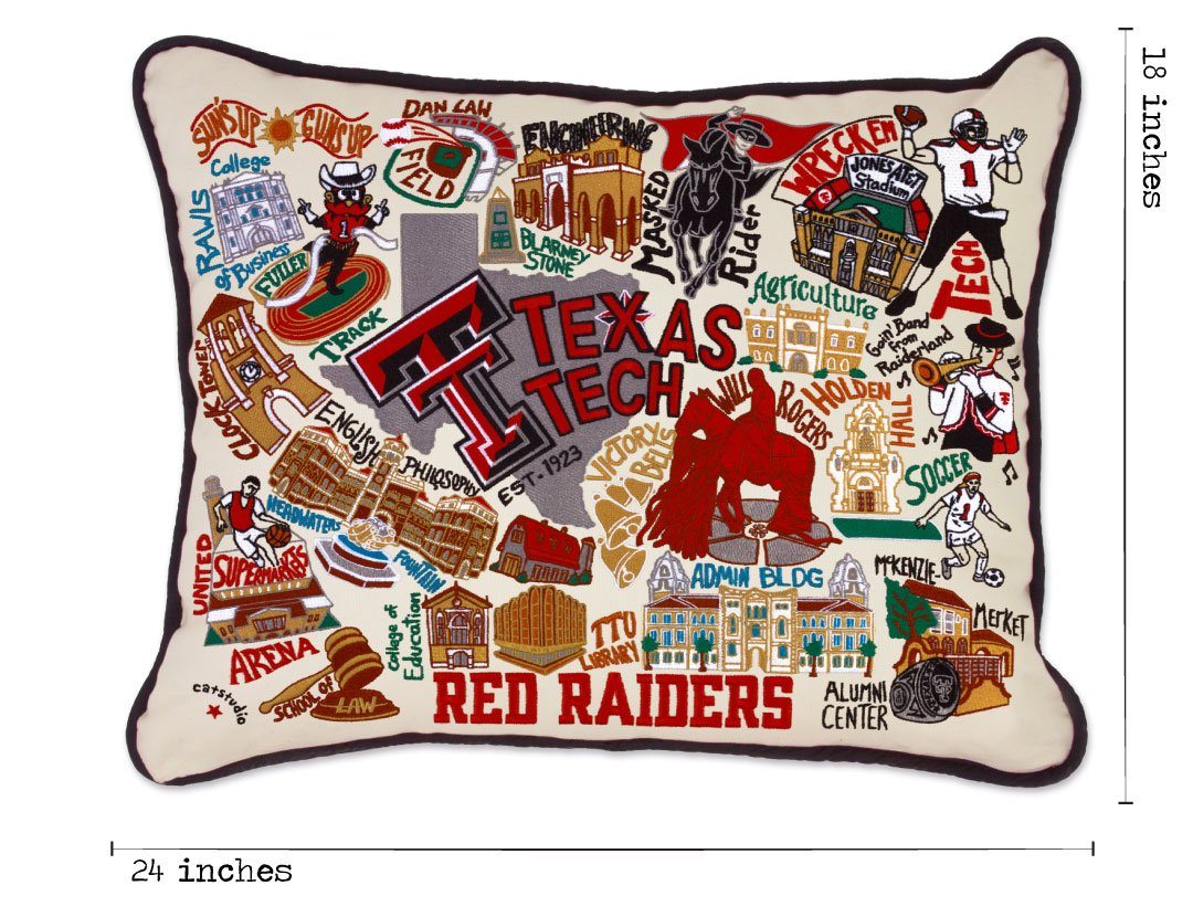 Texas Tech Embroidered Pillow | Collegiate Collection by catstudio ...